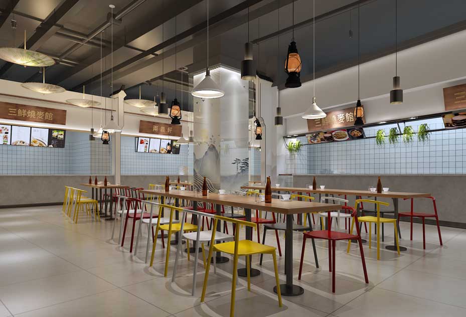 美食城用餐区域装修设计效果图